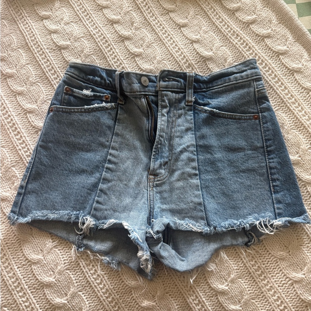 Abercrombie & Fitch Blue Frayed Jean Shorts